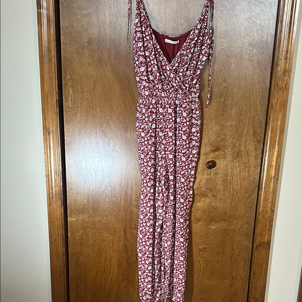 Abercrombie & Fitch Red Floral Jumpsuit